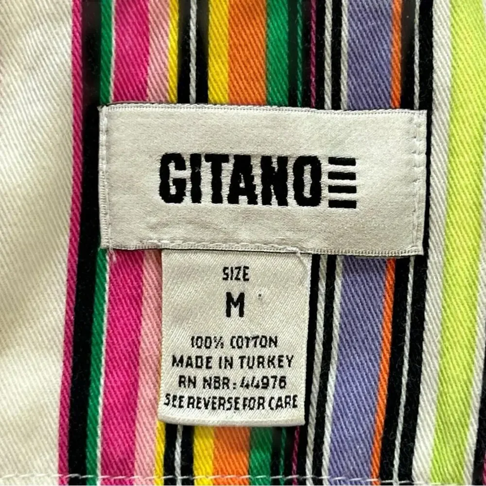 VINTAGE GITANO Multi Color Striped Cotton Bustier Top | S | 80s Retro Streetwear - Picture 10 of 13